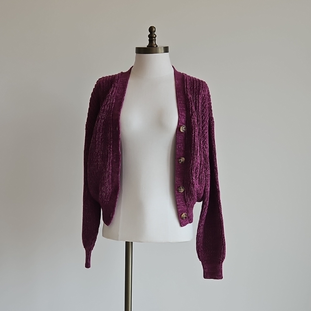 Gap Kids Magenta Knit Button Cardigan - Picture 3 of 6